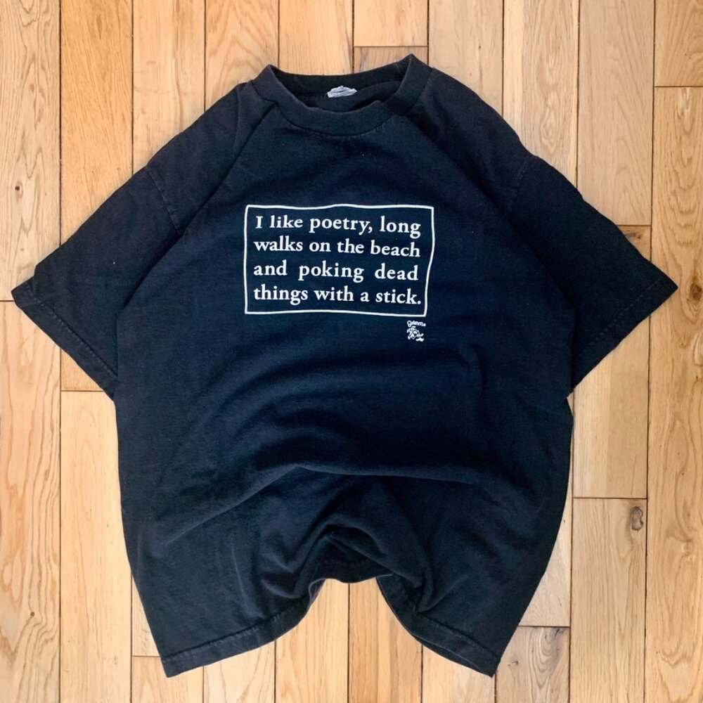 Y2K Statement Tee Spoof Shirt Men's Large Black Funny Humor